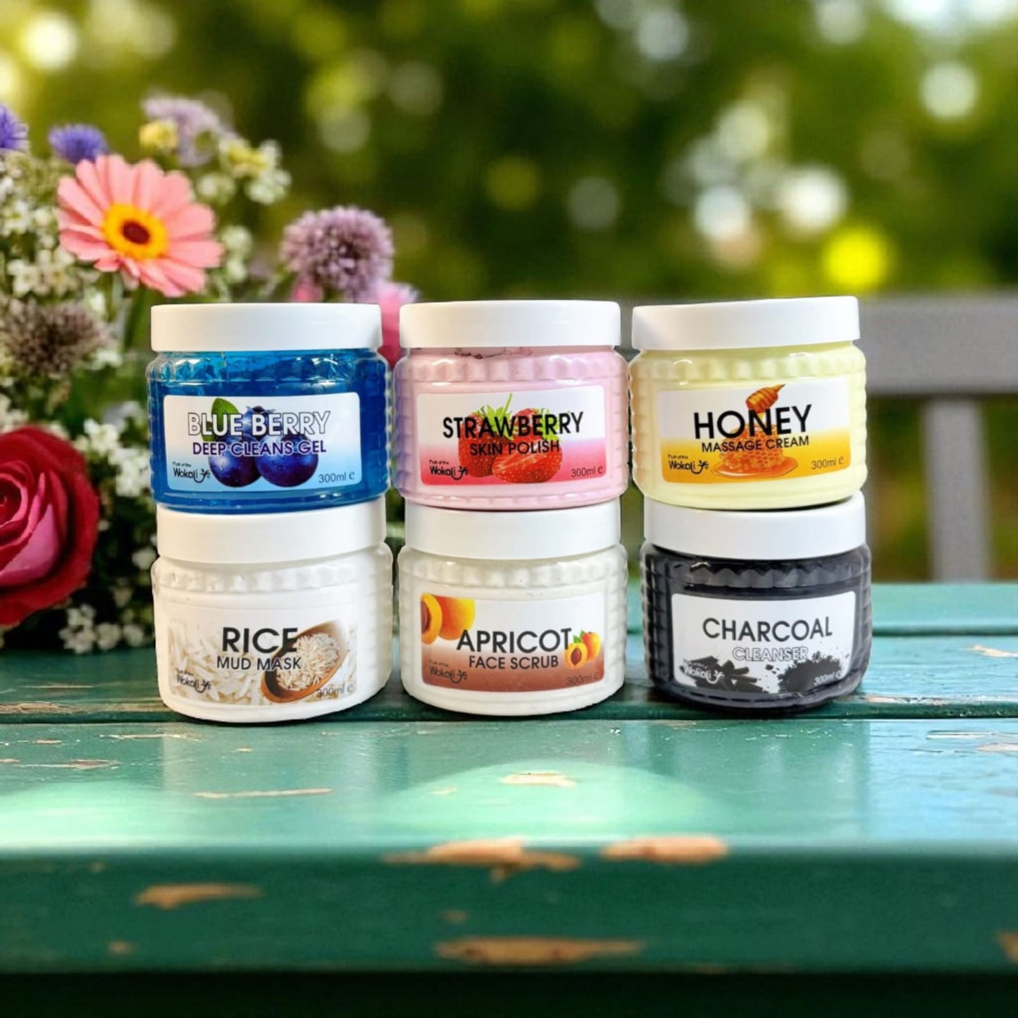 6 in 1 Facial Kit (Skin Polish, Massage Cream, Cleanser, Mud Mask, Clean Gel & Face Scrub)-300 ml Each Jar