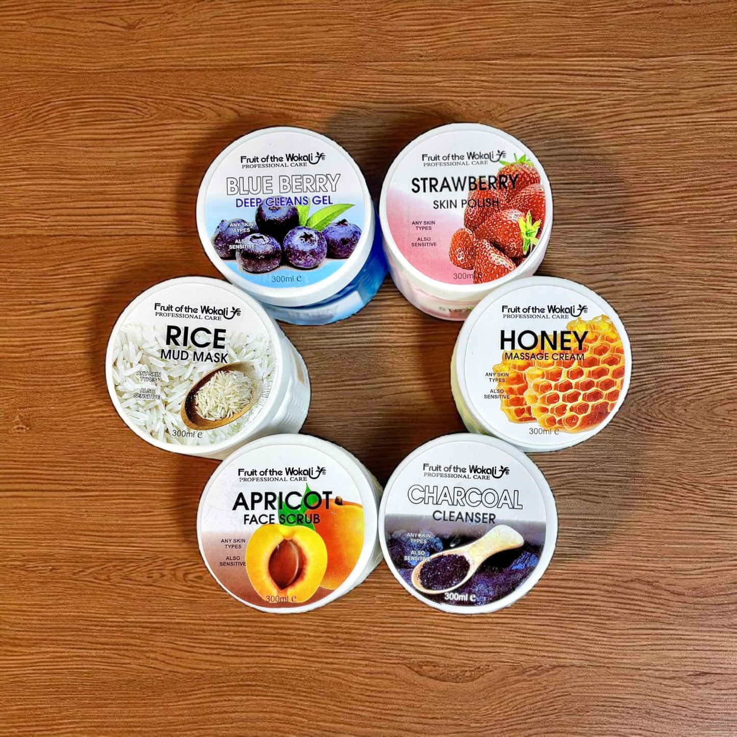 6 in 1 Facial Kit (Skin Polish, Massage Cream, Cleanser, Mud Mask, Clean Gel & Face Scrub)-300 ml Each Jar