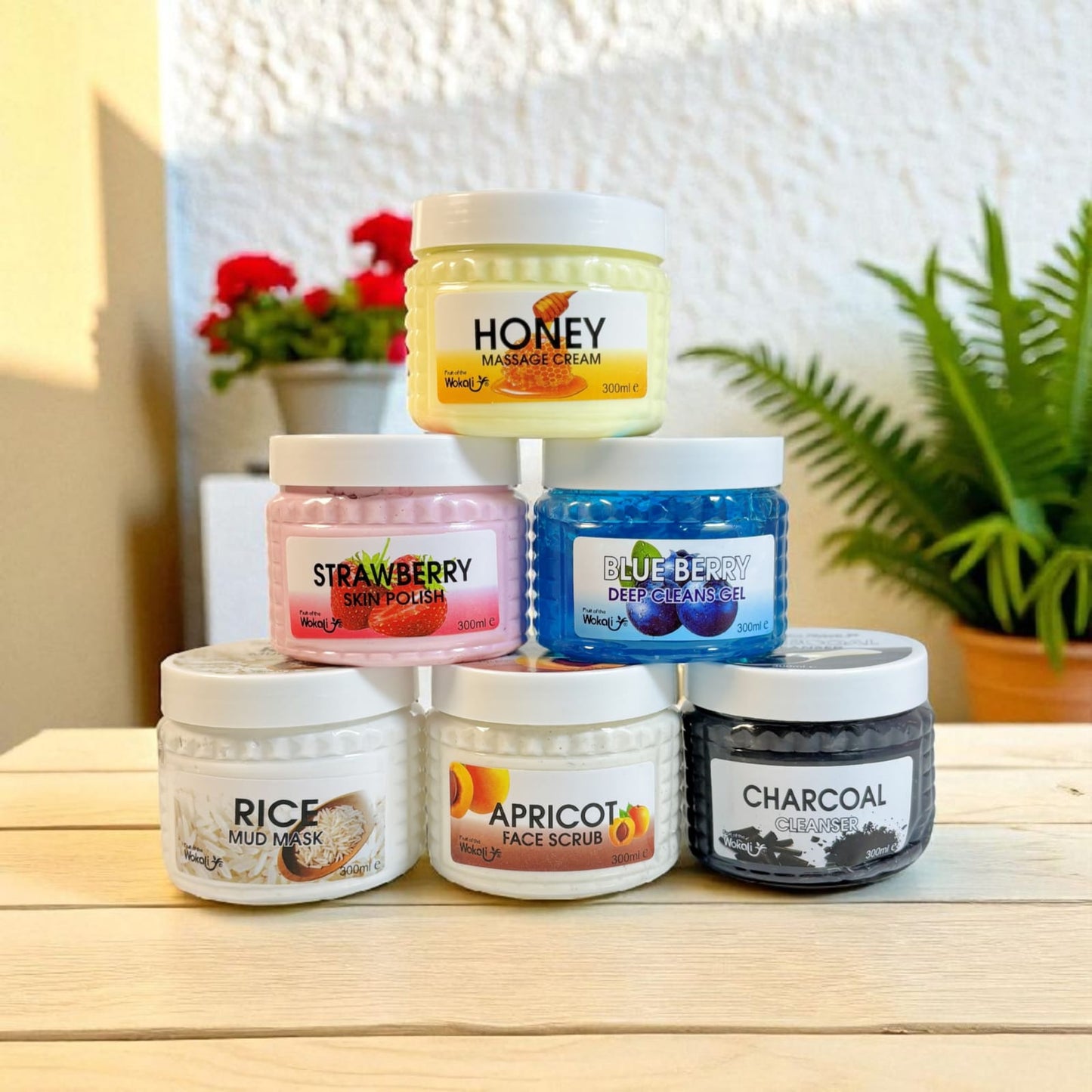 6 in 1 Facial Kit (Skin Polish, Massage Cream, Cleanser, Mud Mask, Clean Gel & Face Scrub)-300 ml Each Jar
