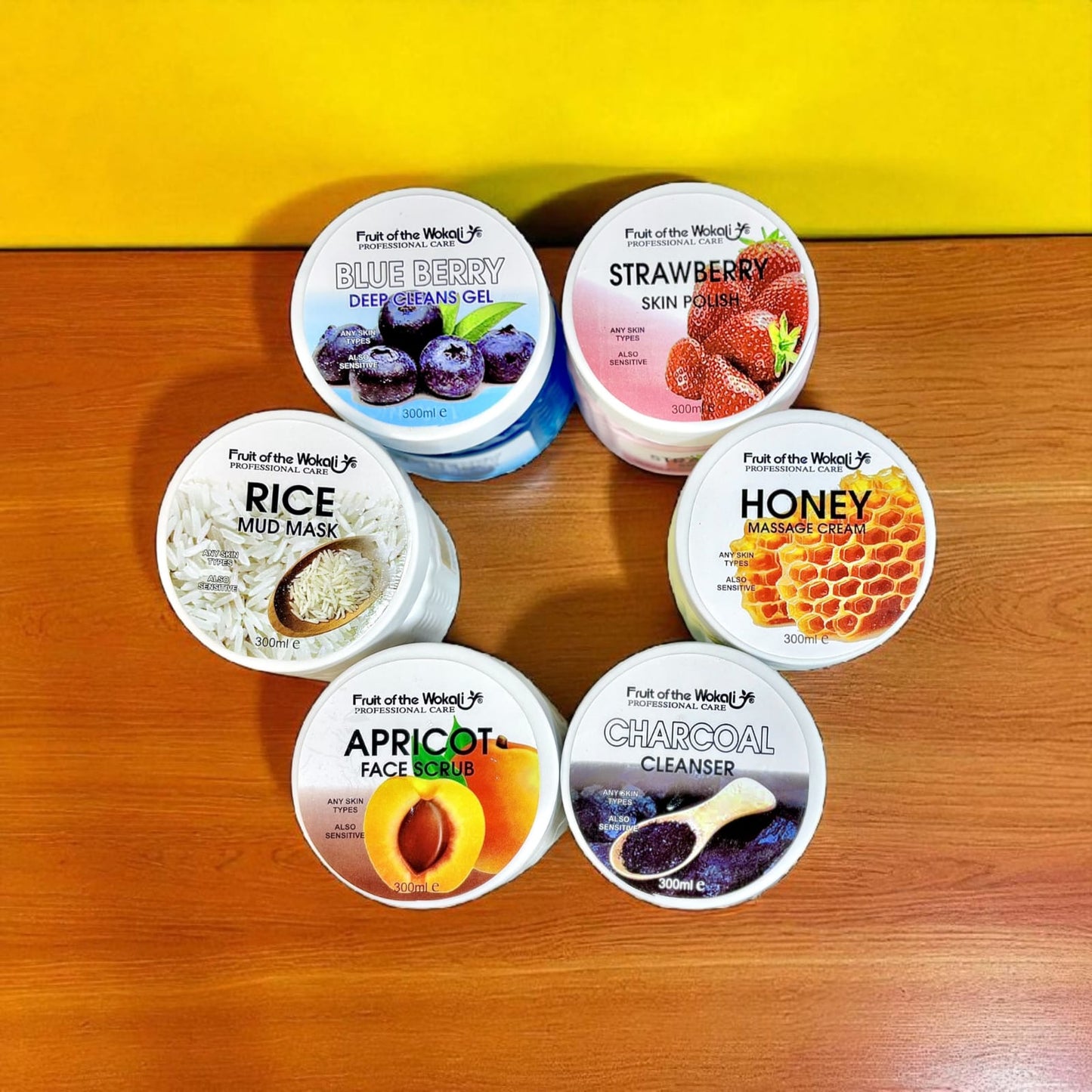 6 in 1 Facial Kit (Skin Polish, Massage Cream, Cleanser, Mud Mask, Clean Gel & Face Scrub)-300 ml Each Jar